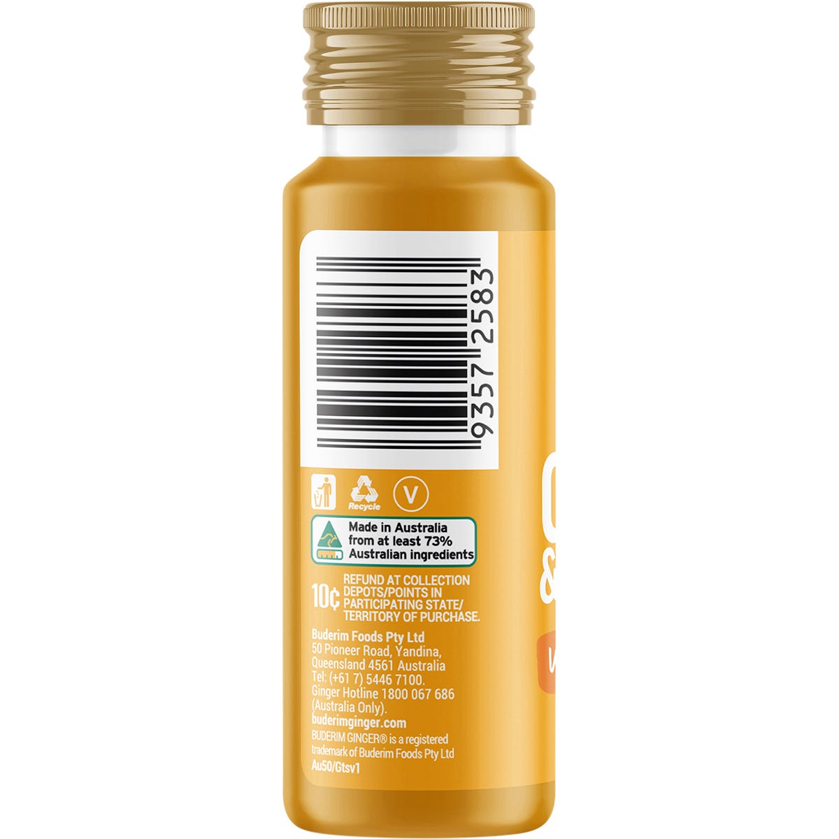 Buderim Ginger Ginger & Turmeric Wellness Shot 50ml (Pack of 10) Payless 4 Organics
