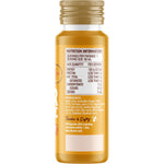Back of a Buderim Ginger & Turmeric Wellness Shot 50ml bottle showing the nutritional information and ingredients list.