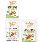 Box of 12 Buderim Ginger Soothing Gummies 40g packs featuring koala illustrations and real ginger juice.