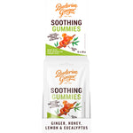 Side of Buderim Ginger Soothing Gummies box showing health benefits, koala illustration, and real ginger juice details.