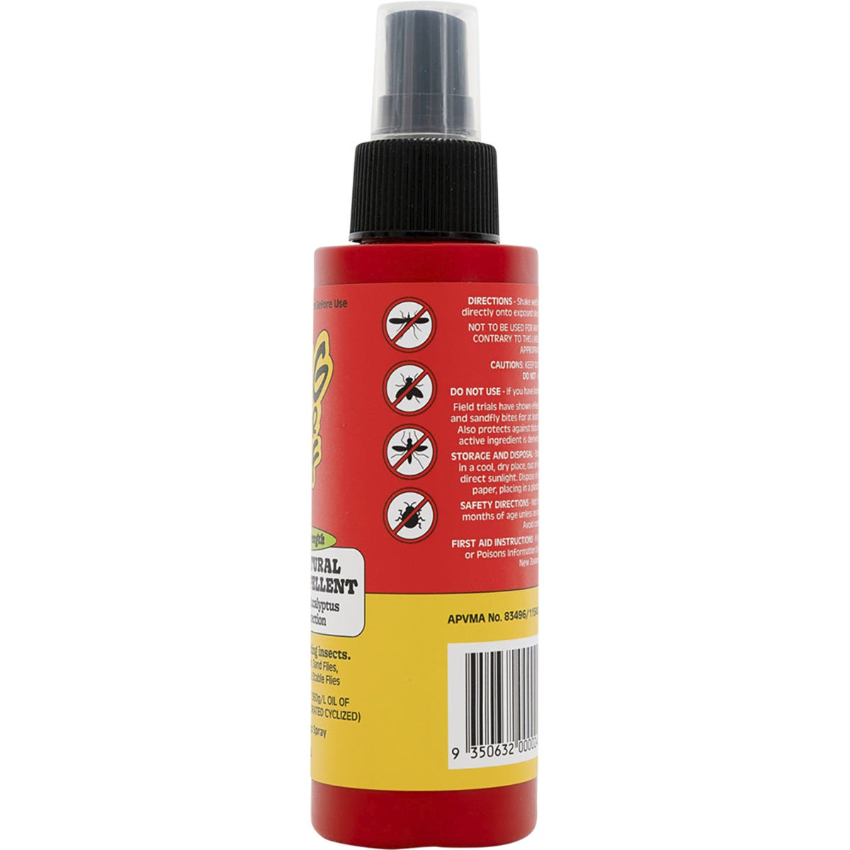 Back of the 100ml Bug-Grrr Off Jungle Strength spray bottle showing ingredients and usage directions.