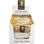 Back of Byron Bay Gluten Free Sticky Date and Ginger 60g cookie pack with nutrition facts and ingredients.