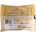 Byron Bay Gluten Free Sticky Date and Ginger 60g cookie in a white and gold wrapper on a white background.