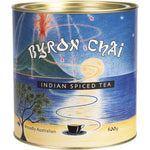 500g bag of Byron Chai Indian Spiced Tea with black tea and exotic ground spices on a white background.