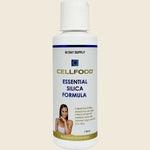 Cellfood Essential Silica Formula 118ml liquid supplement bottle with a white and blue label.
