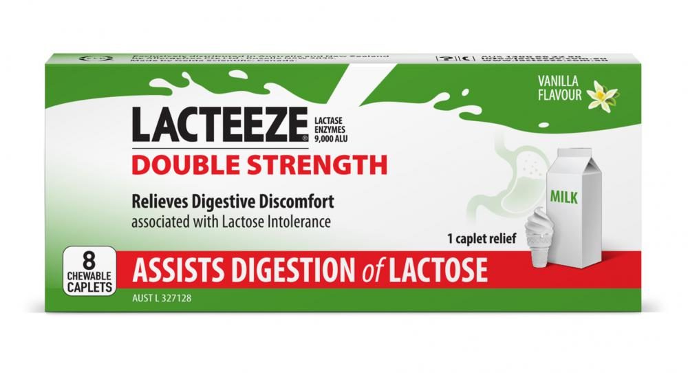 Lacteeze Double Strength Chewable (vanilla flavour) 8 Capsules