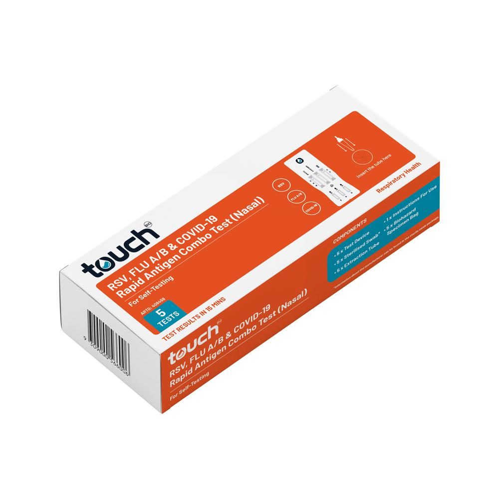 Touchbio Self Test Kit - RSV Triple RAT RSV Flu A/B COVID19 (Nasal) x 5 Tests