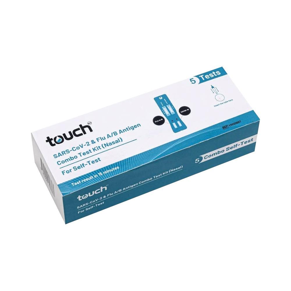 Touchbio Self Test Kit - SARS Combo RAT SARS-CoV-2 & Flu A/B (Nasal) x 5 Tests