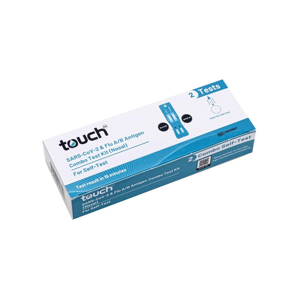 Touchbio Self Test Kit - SARS Combo RAT SARS-CoV-2 & Flu A/B (Nasal) x 2 Tests