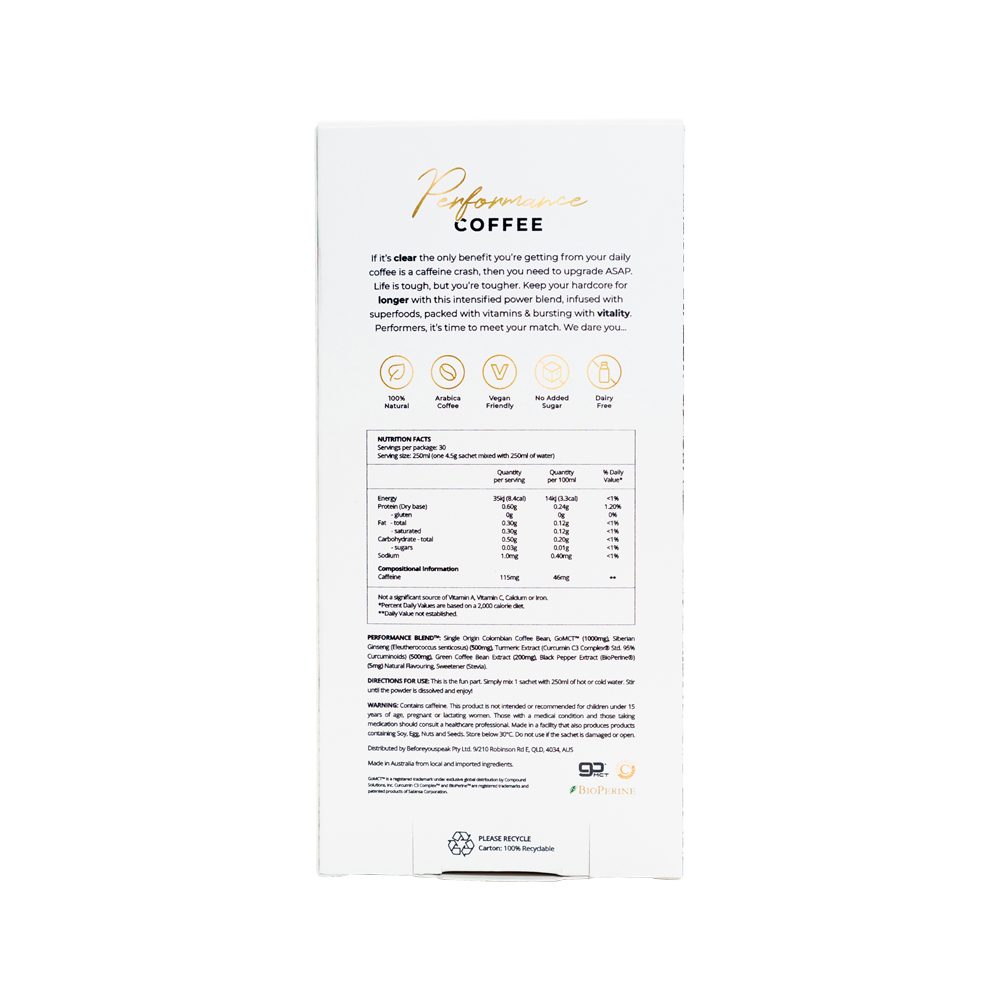 Before You Speak Performance Coffee Assorted 4.5g x 30 Pack (contains: 10 x OG Caramel & Cinnamon Spice)