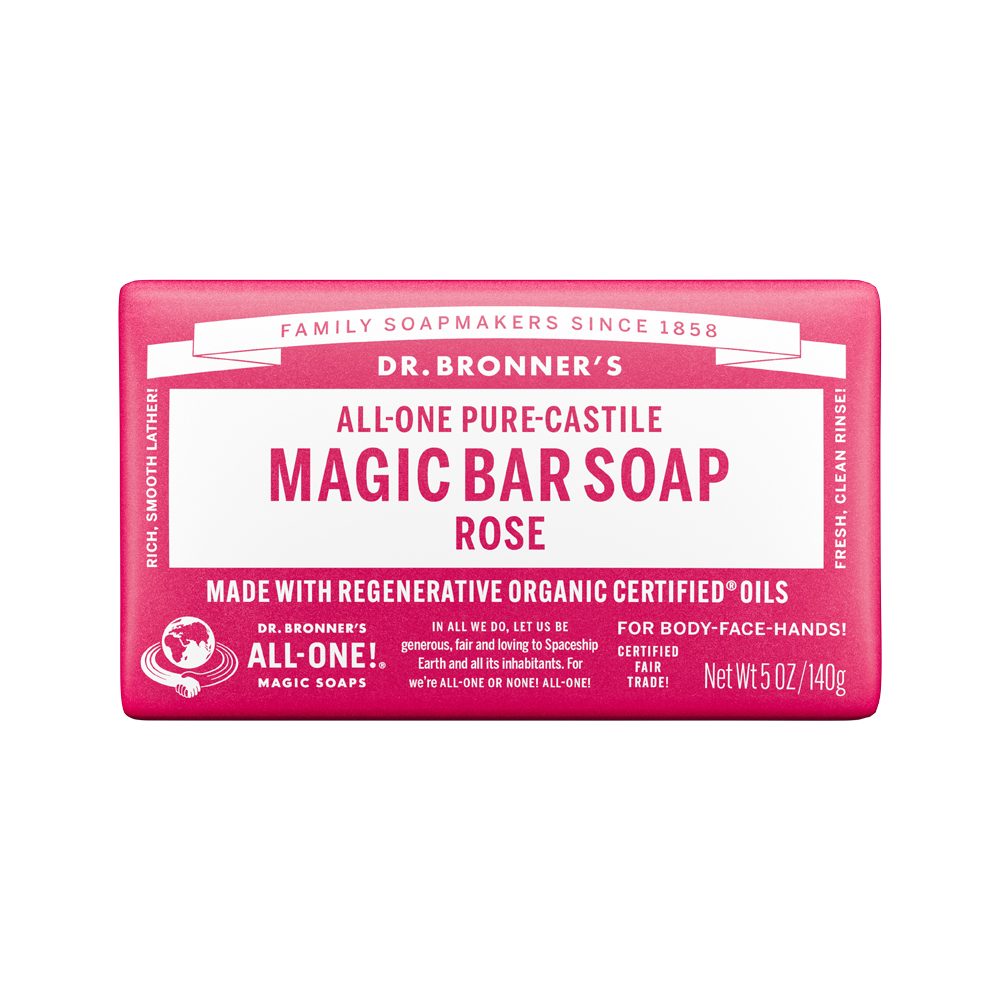 Dr. Bronner's All-One Pure-Castile Magic Bar Soap Rose 140g