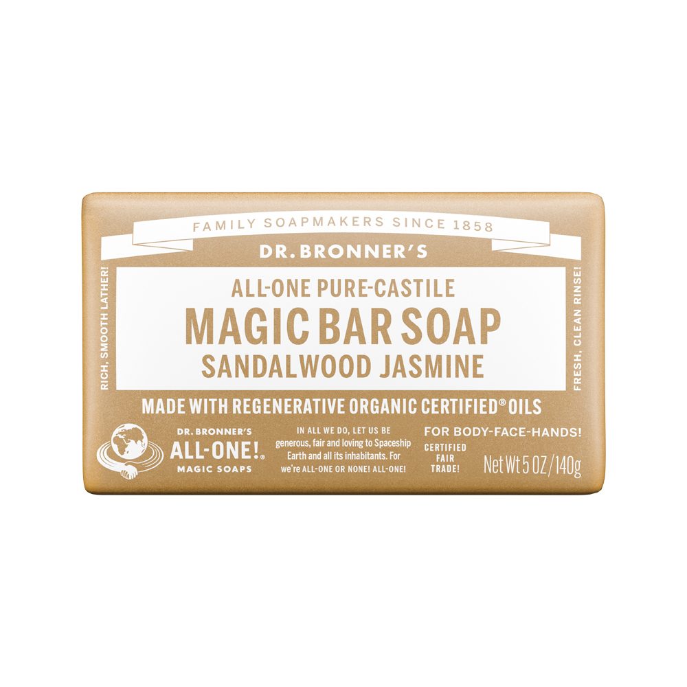Dr. Bronner's All-One Pure-Castile Magic Bar Soap Sandalwood Jasmine 140g