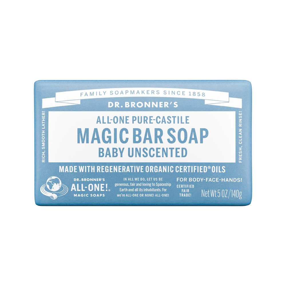 Dr. Bronner's All-One Pure-Castile Magic Bar Soap Baby Unscented 140g