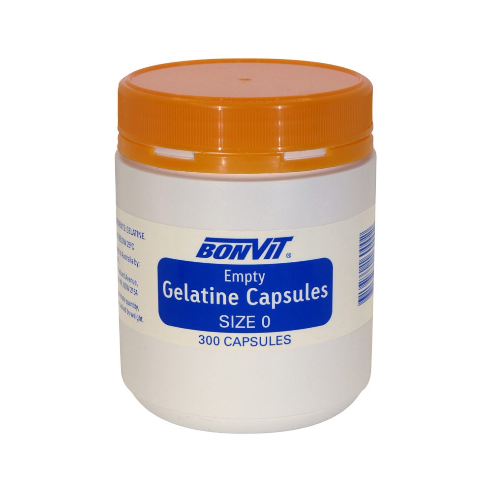Bonvit Empty Gelatine Capsules Size 0 300 Capsules