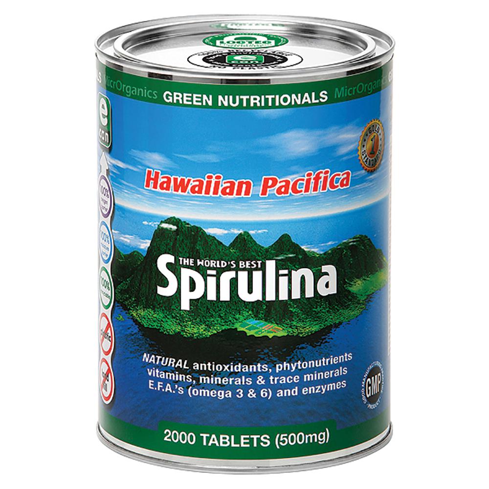 Green Nutritionals Hawaiian Pacifica Spirulina 500mg 2000 Tablets