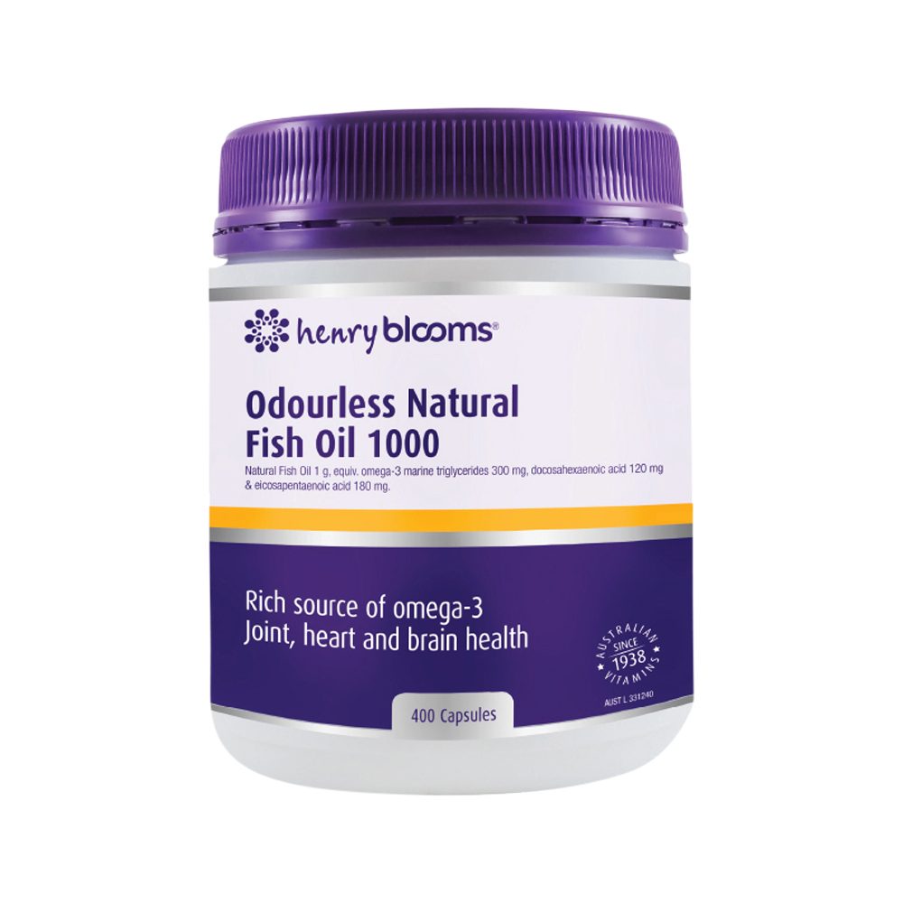 Henry Blooms Odourless Natural Fish Oil 1000 400 Capsules