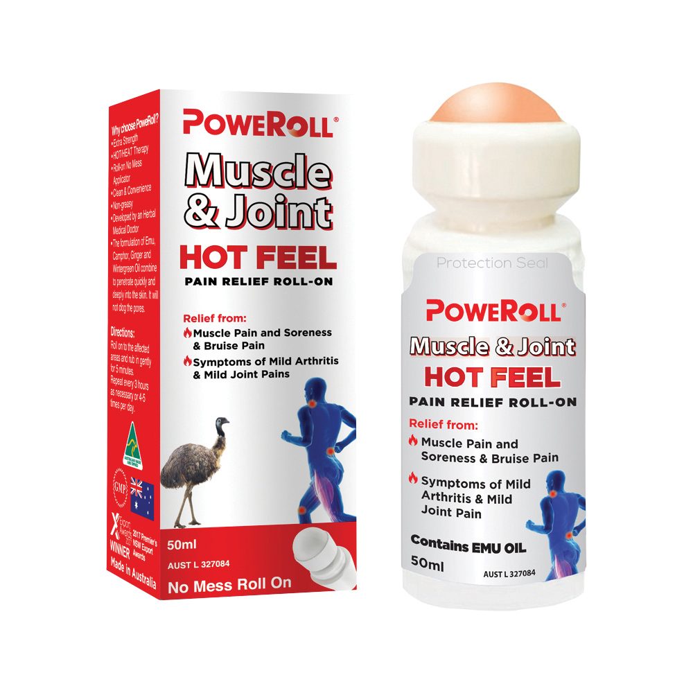 PoweRoll Muscle & Joint Hot Feel Pain Relief Plus Oil Roll-On 50ml