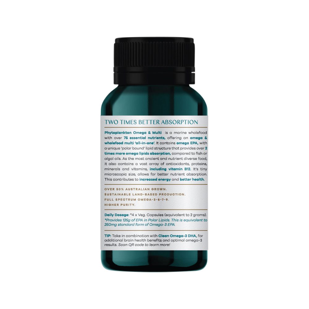 Phytality Phytoplankton Omega & Multi (Wholefood Vegan Supplement) 60 Capsules