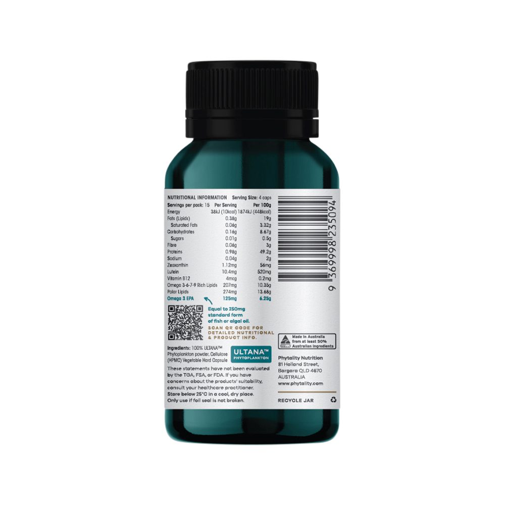 Phytality Phytoplankton Omega & Multi (Wholefood Vegan Supplement) 60 Capsules