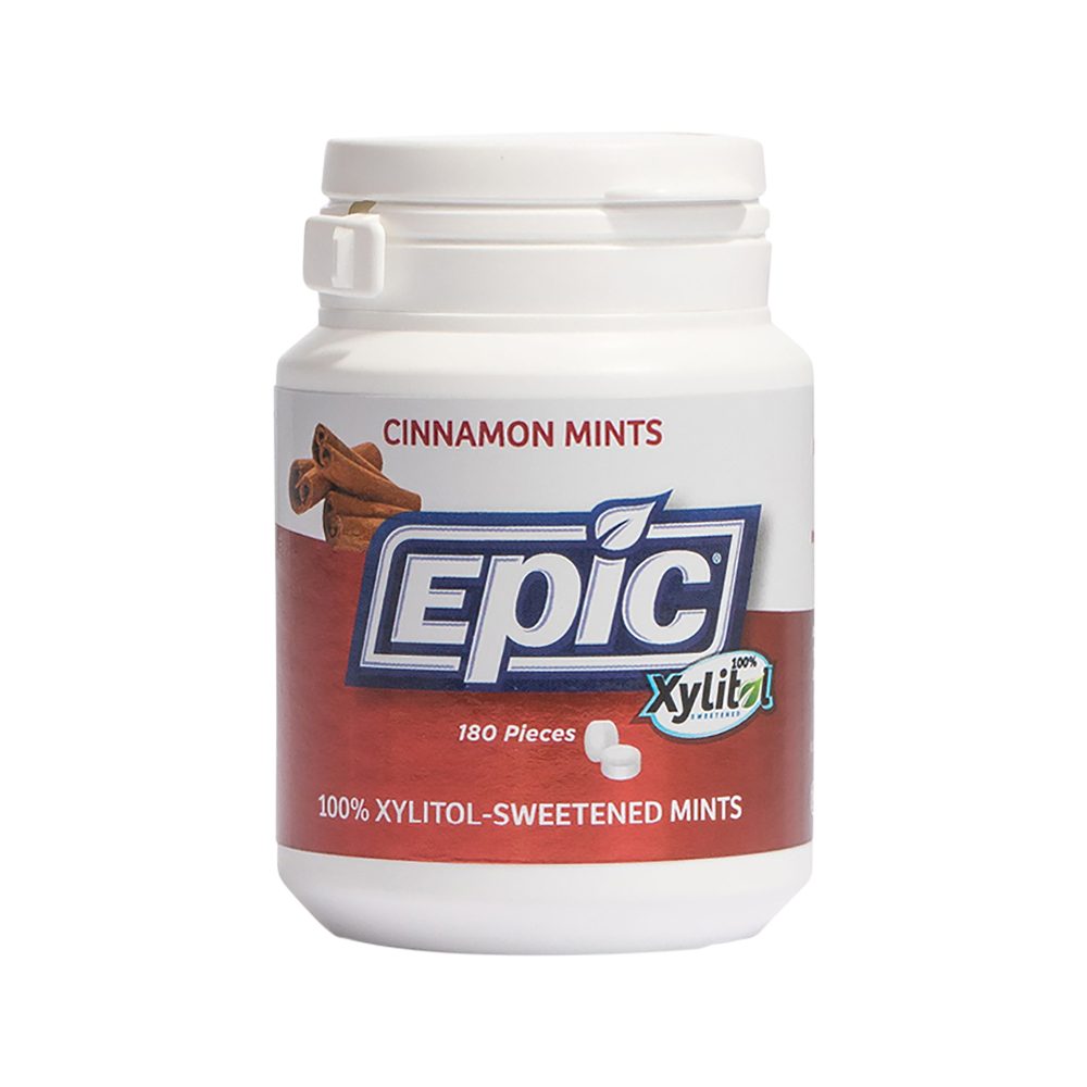 Epic Xylitol (Sugar-Free) Mints Cinnamon 180 Piece Tub