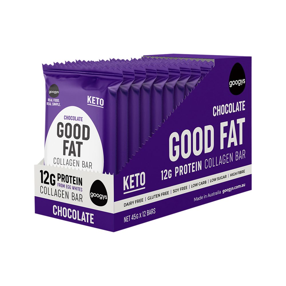 Googys Good Fat Collagen Bar Chocolate 45g x 12 Pack