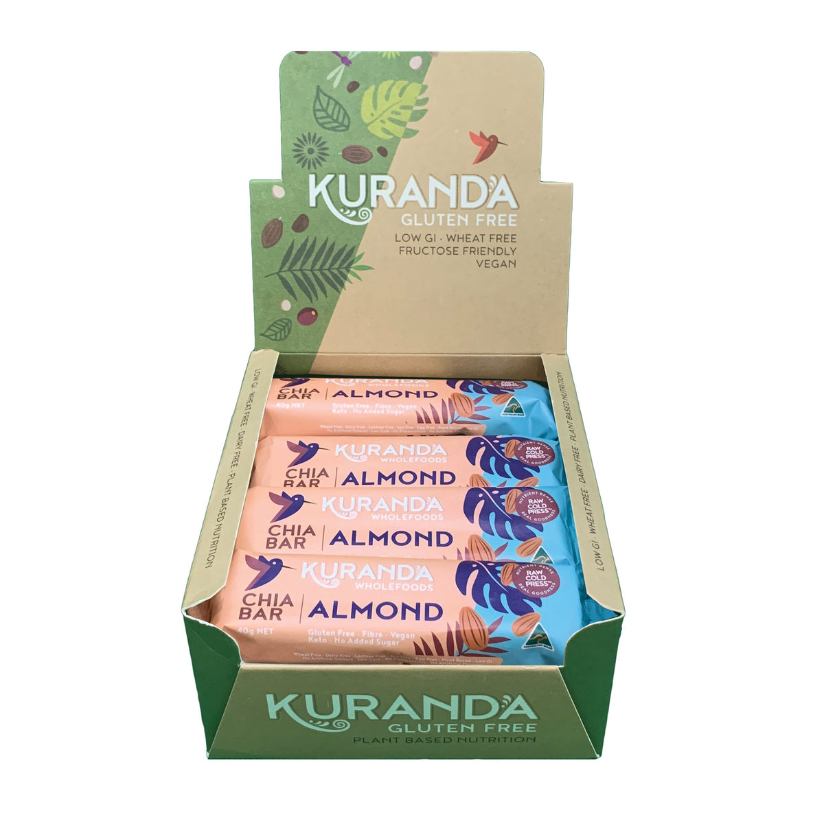 Kuranda Wholefoods Gluten Free Chia Bars Chia & Almond 40g x 16 Pack