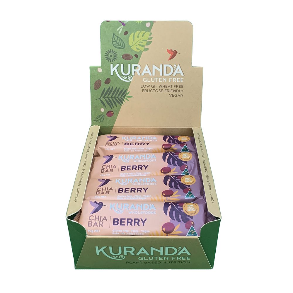 Kuranda Wholefoods Gluten Free Chia Bars Chia & Berry 40g x 16 Pack