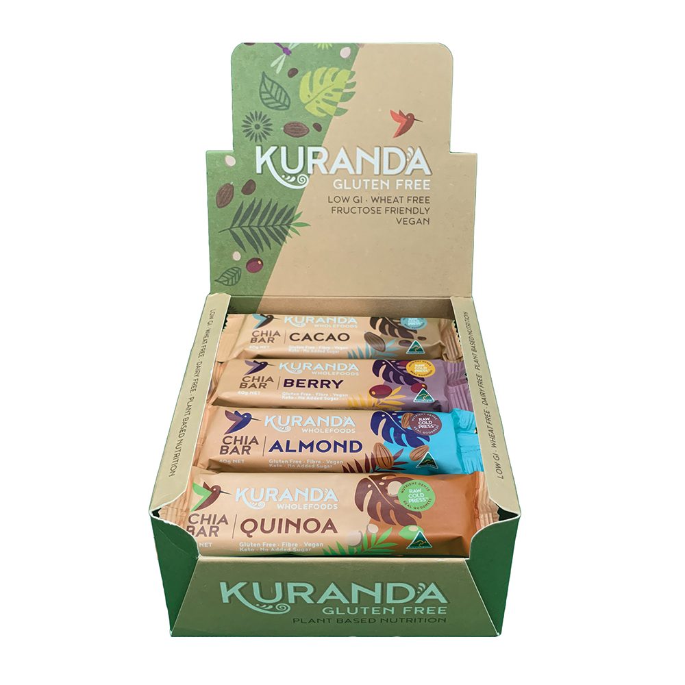 Kuranda Wholefoods Gluten Free Chia Bars Mixed 40g x 16 Pack (contains: 4 of each flavour)