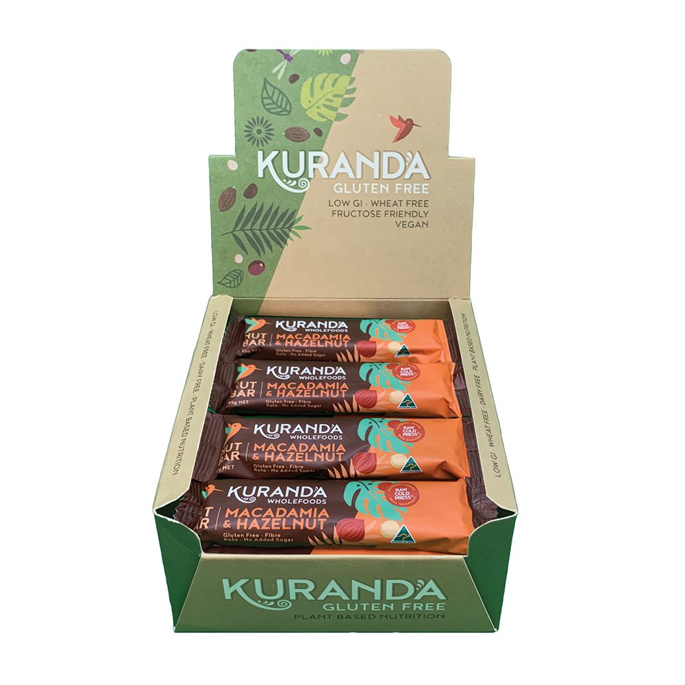 Kuranda Wholefoods Gluten Free Nut Bars Macadamia & Hazelnut 45g x 16 Pack