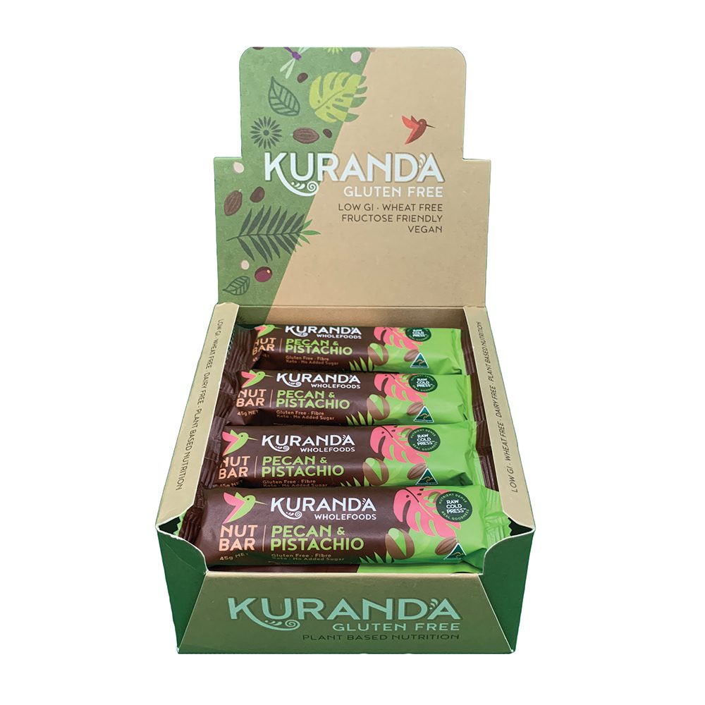 Kuranda Wholefoods Gluten Free Nut Bars Pecan & Pistachio 45g x 16 Pack
