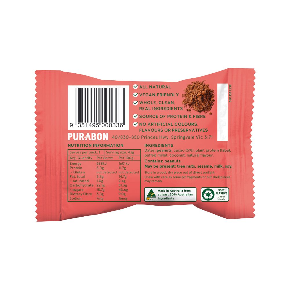 Purabon Protein Balls Choc Brownie 43g x 12 Pack