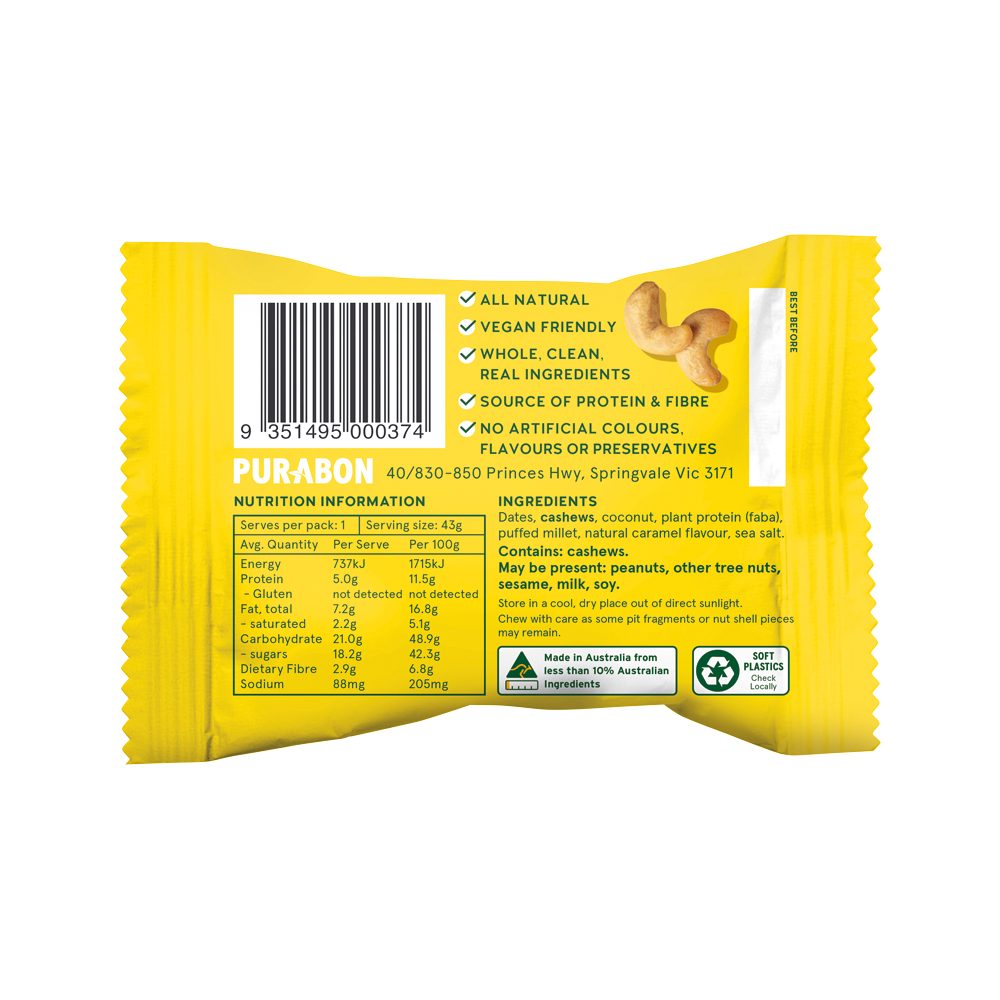 Purabon Protein Balls Salted Caramel 43g x 12 Pack