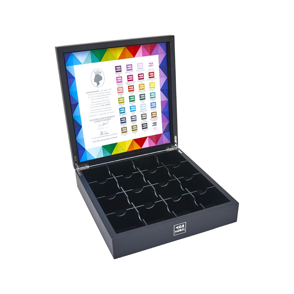 Tea Tonic Wooden Tea Chest Deluxe Black x 105 Tea Bags