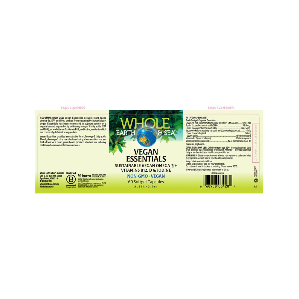 Whole Earth & Sea Vegan Essentials 60 Capsules