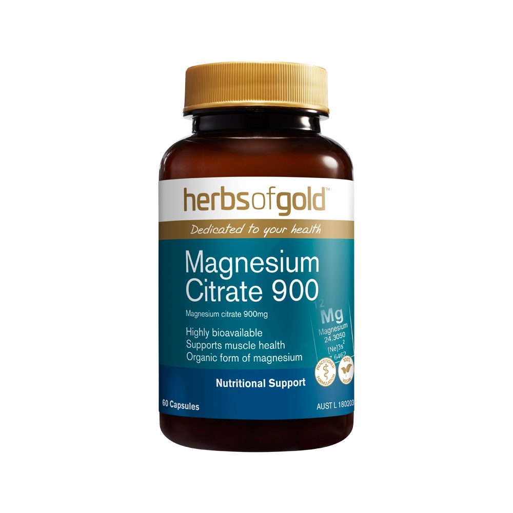 Herbs of Gold Magnesium Citrate 900 60 Vege Capsules
