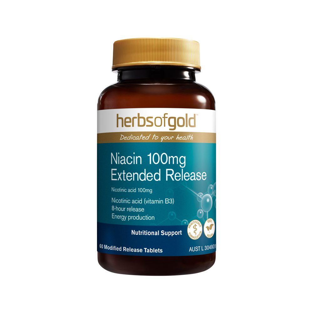 Herbs of Gold Niacin 100mg Extended Release 60 Tablets