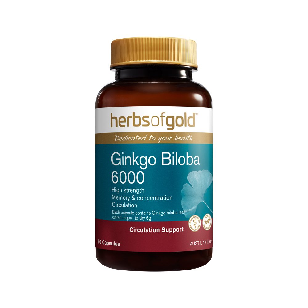 Herbs of Gold Ginkgo Biloba 6000 60 Capsules