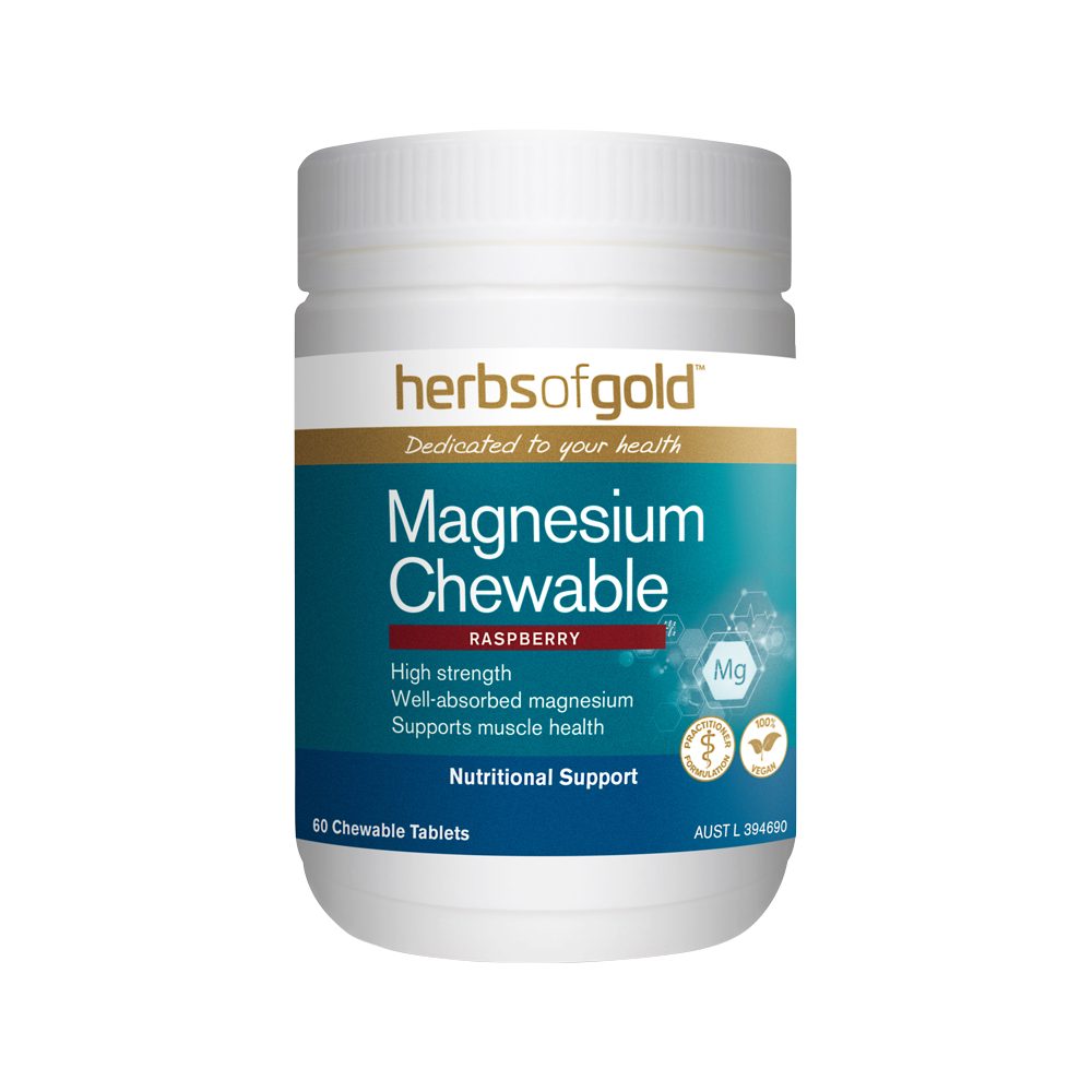 Herbs of Gold Magnesium Chewable Raspberry 60 Tablets