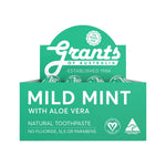 Grants Of Australia Natural Toothpaste Mild Mint with Aloe Vera Travel Size 25g x 12 Pack