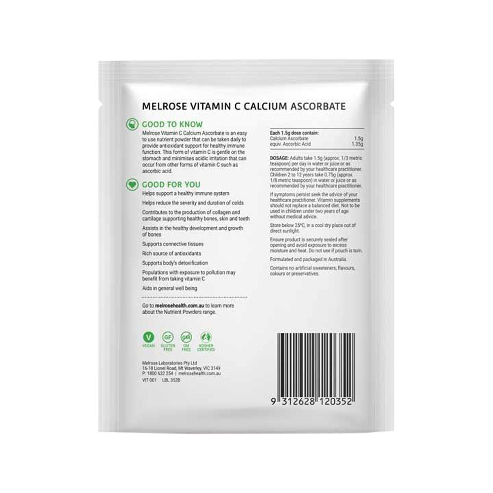 Melrose Vitamin C Calcium Ascorbate Oral Powder Sachet 125g x 8 Pack