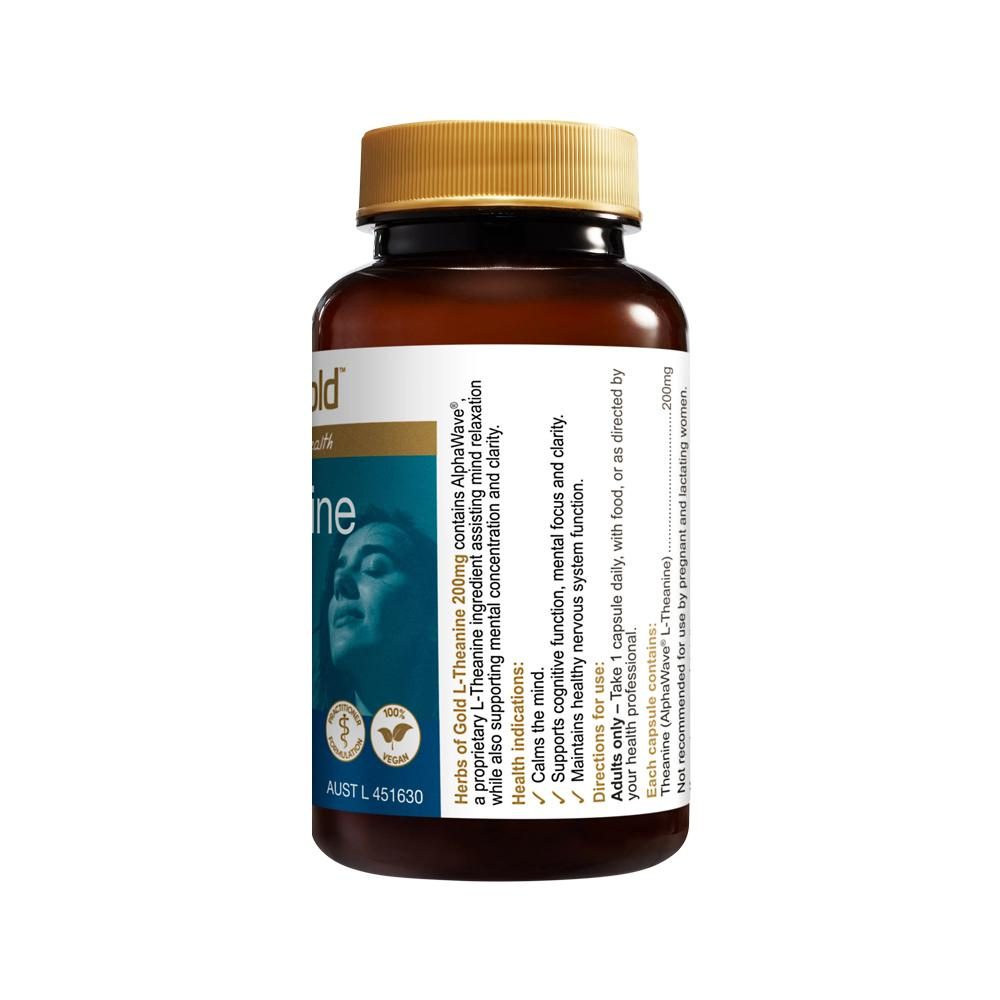 Herbs of Gold L-Theanine 200mg 30 Capsules