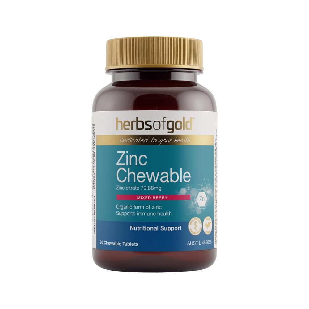 Herbs of Gold Zinc Chewable Mixed Berry 60 Tablets