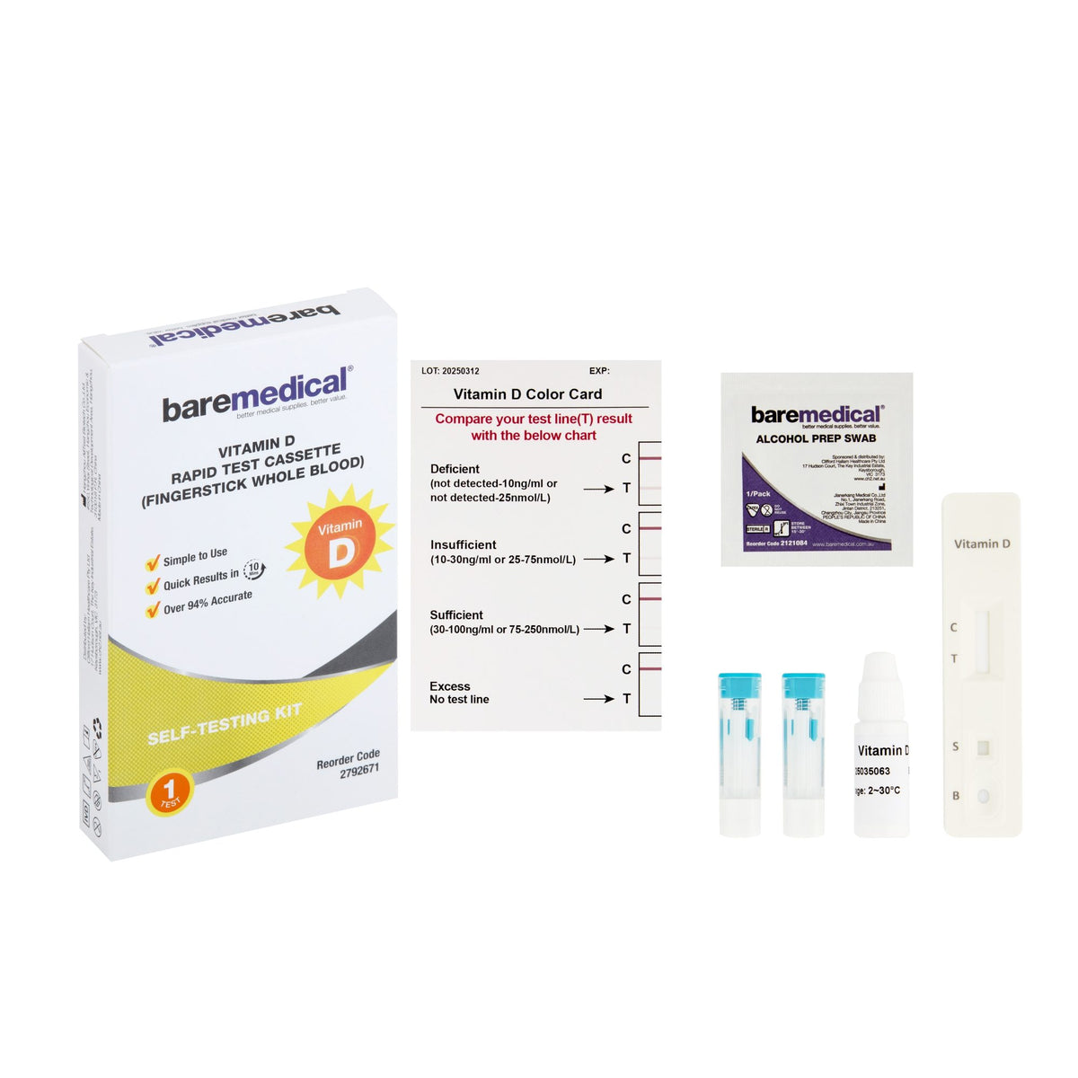 Vitamin D Rapid Test Cassette Self Testing Kit Bare Medical