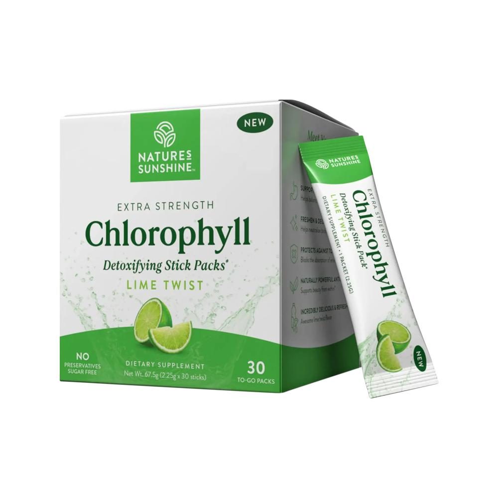 Nature's Sunshine Powdered Chlorophyll Lime Twist Sachets 2.25g x 30 Pack