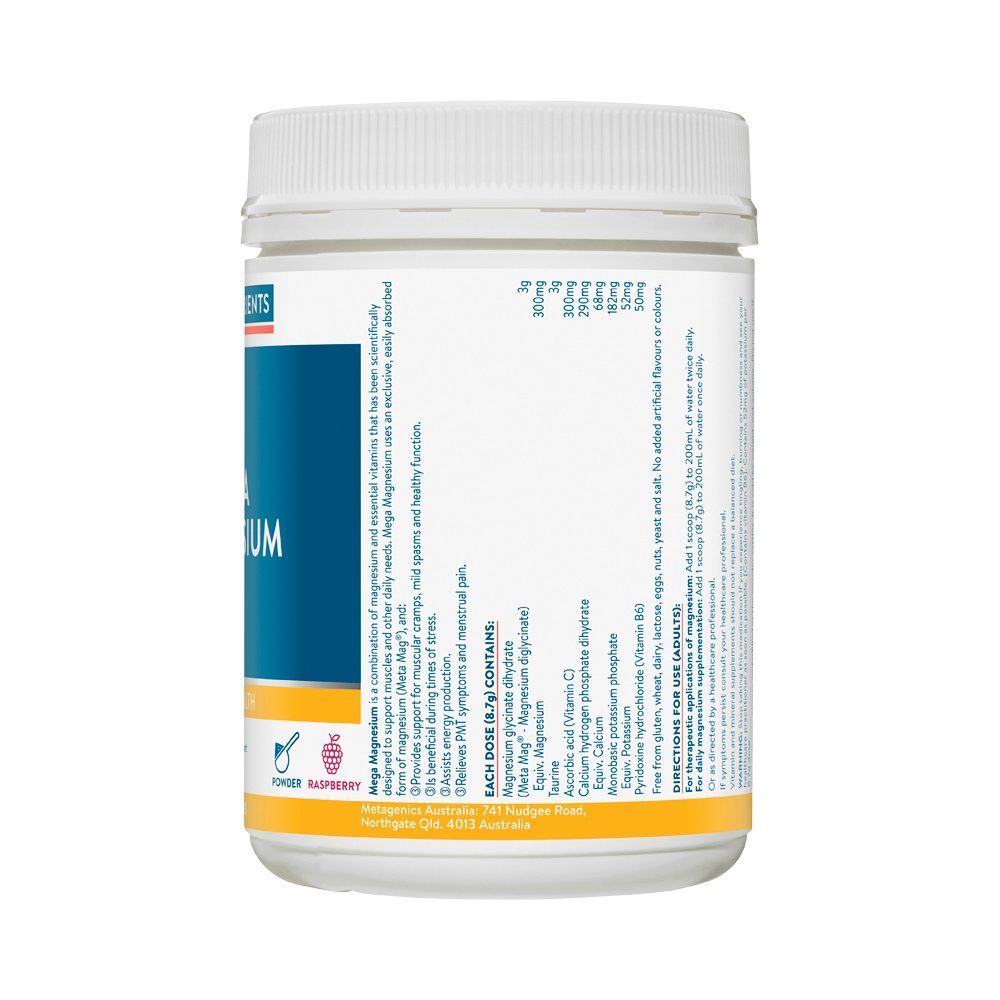 Ethical Nutrients Mega Magnesium Powder Raspberry 450g