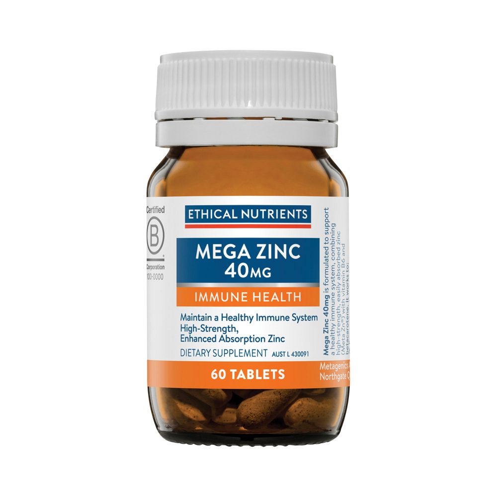 Ethical Nutrients Mega Zinc 40mg 60 Tablets