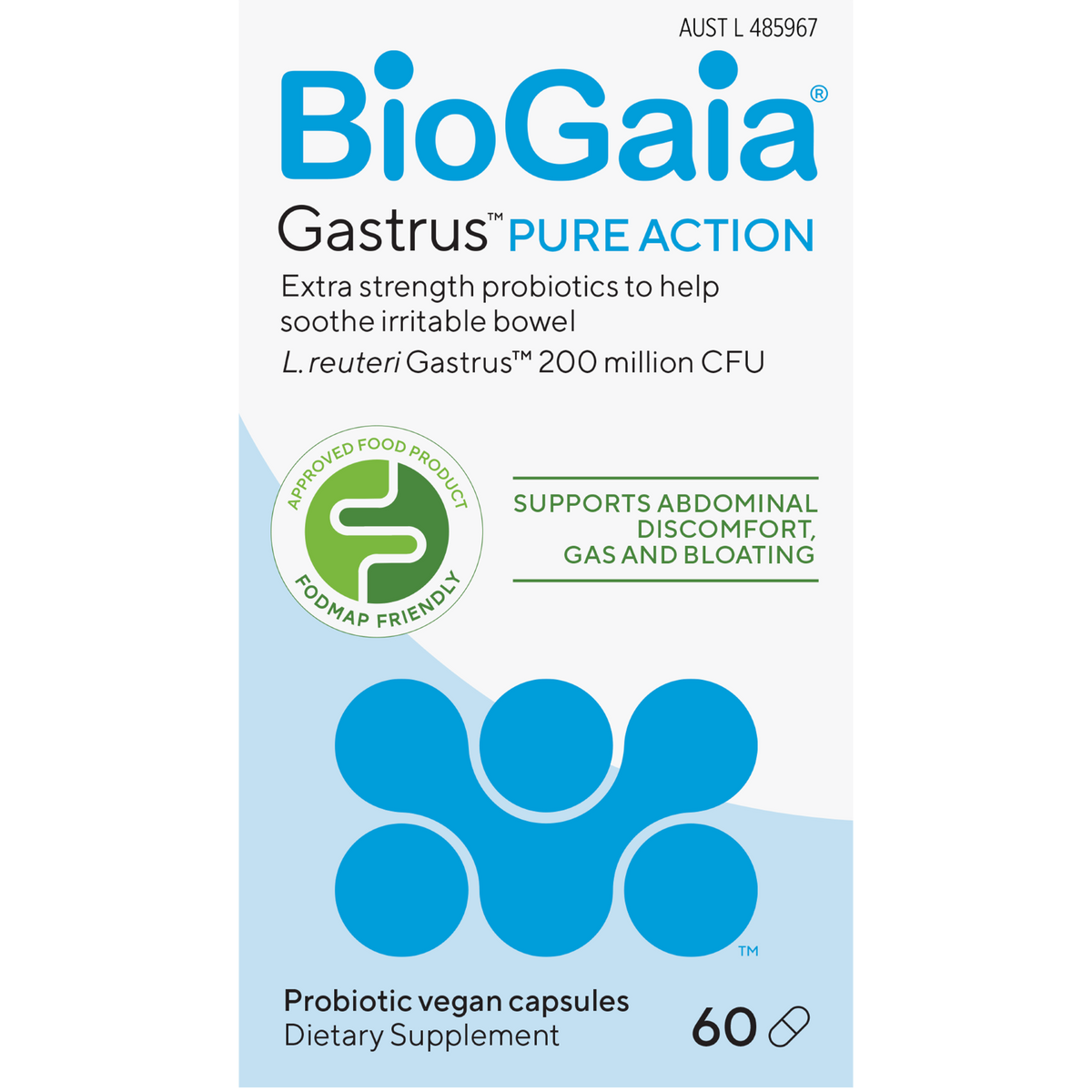 Biogaia Gastrus Pure Action Probiotic 60 Vegan Cap