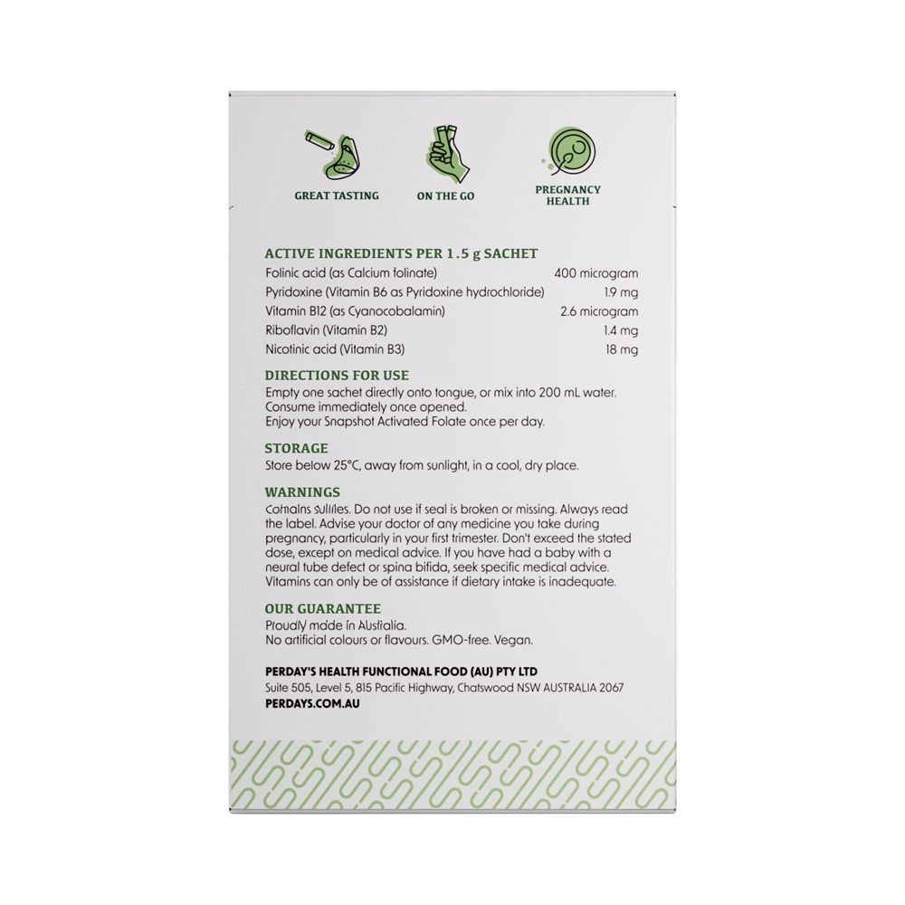 Snap Shot Activated Folate Zesty Mojito Flavoured Sachet 1.5g x 20 Pack