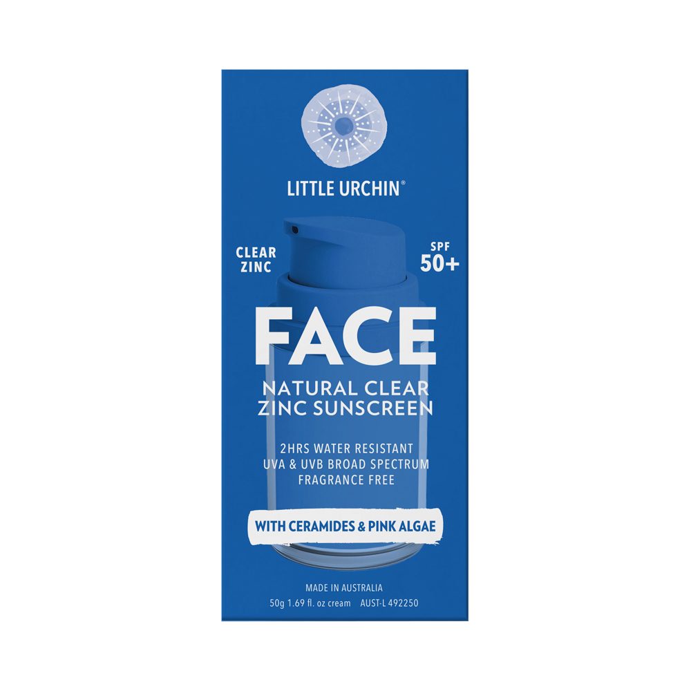 Little Urchin Face Natural Clear Zinc Sunscreen SPF 50+ Pump 50g