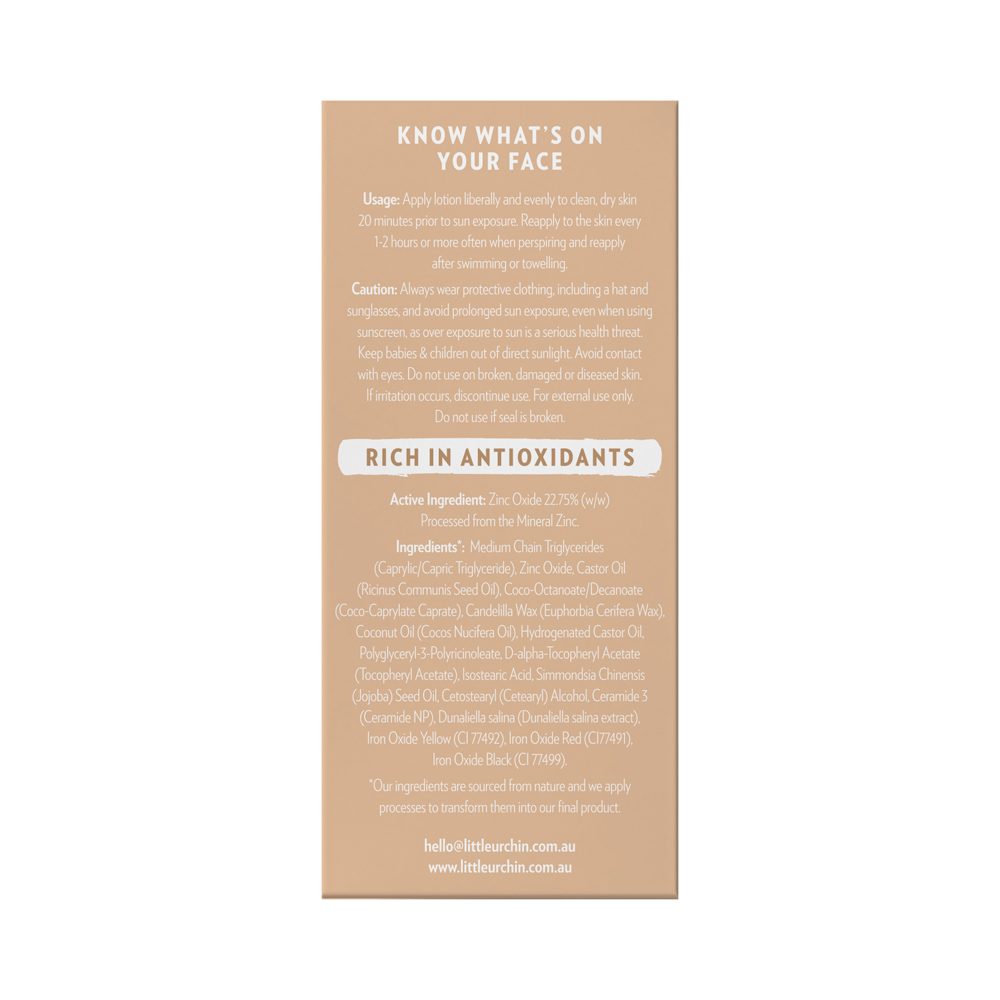 Little Urchin Face Light/Medium Tint Natural Sunscreen SPF 50+ Pump 50g